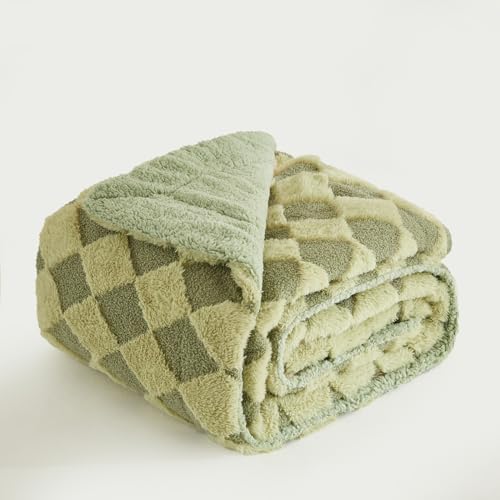 Luxury Faux Fur Rabbit Fur Throw Blanket Sage Green 60"*80"