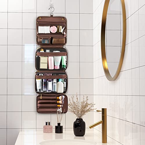Hanging Toiletry Bag Removable Travel Bag PU leather Makeup Cosmetic Organizer Kit