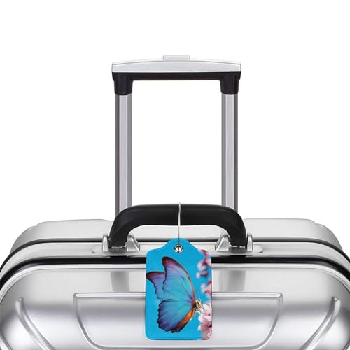 2 Pack Luggage Tags for suitcases blue Funny cute Butterfly Luggage Tag (2 Count)