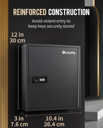 40 Position Key Cabinet with Combination Lock Resettable Black Digital Security Storage Box Steel Key Organizer with Adjustable Racks Colorful Key Tag Labels and Hooks