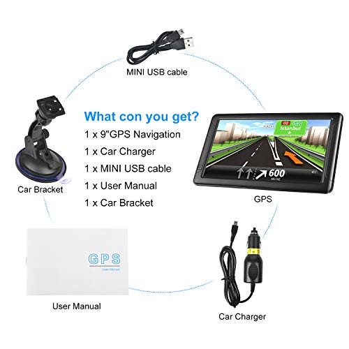 GPS Navigation for Car (9 Inch) Slimline Touch Screen Real Voice Direction