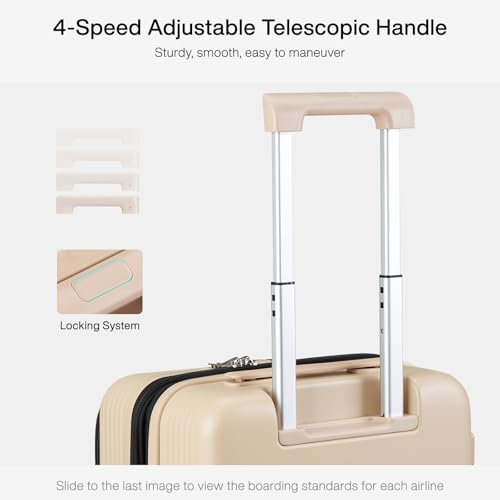 Grace Expandable Carry On Luggage with Wheels Airline Approved Hard Shell Suitcases with Front Pocket