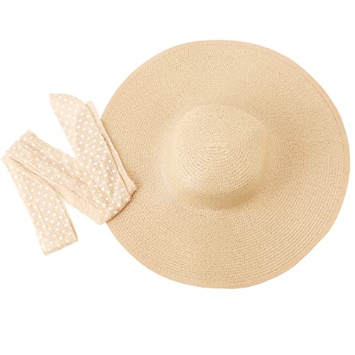 Wide Brim Sun Hat for Women Floppy Straw Hat Summer Beach Hats Fashionable Trendy Hats Sun Protection UPF 50+