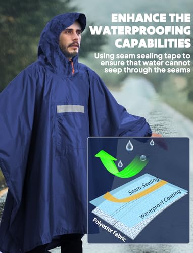 Hooded Rain Poncho for Adult Waterproof Lightweight Raincoat