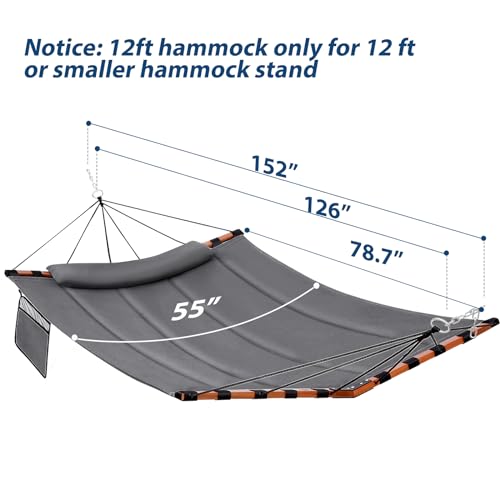 12FT 2 Person Hammock with V Shaped Spreader Bar
