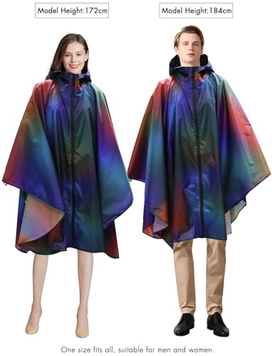 Waterproof Rain Poncho for Women Packable Hooded Raincoat with Pocket