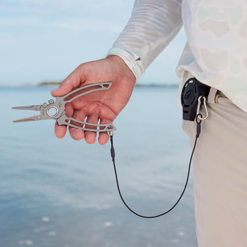 danco 7 Inch Titanium Dual Cutter Fishing Pliers with Sheath and Lanyard