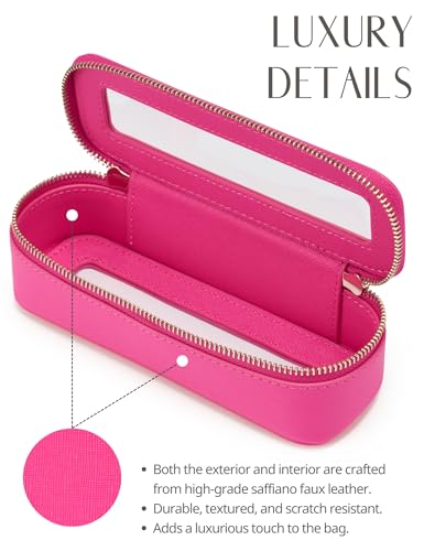 Slim Makeup Brush Bag Travel Clear Toiletry Bag for Women Cute Make Up Bag for Traveling Cosmetic Bag Organizer Waterproof Tansparent Beauty Makeup Case Hot Pink