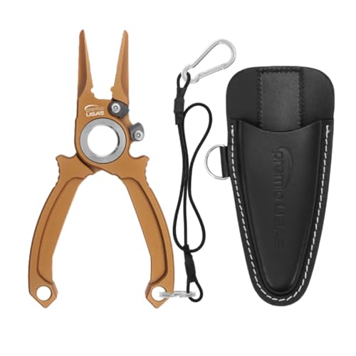 danco Premio Titanium Fishing Plier with Cobalt Cutters and Leather Sheath