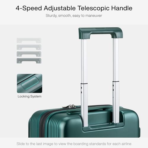 Grace Expandable Carry On Luggage with Wheels Airline Approved Hard Shell Suitcases with Front Pocket