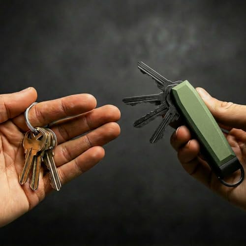 Compact Aluminum Green Key Organizer Holder with Pocket Clip