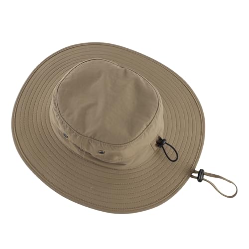 UPF50+ Mens Sun Hat Wide Brim Fishing Hat Sun Protection Bucket Hat for Men Women Beach Gardening Golf Dark Khaki
