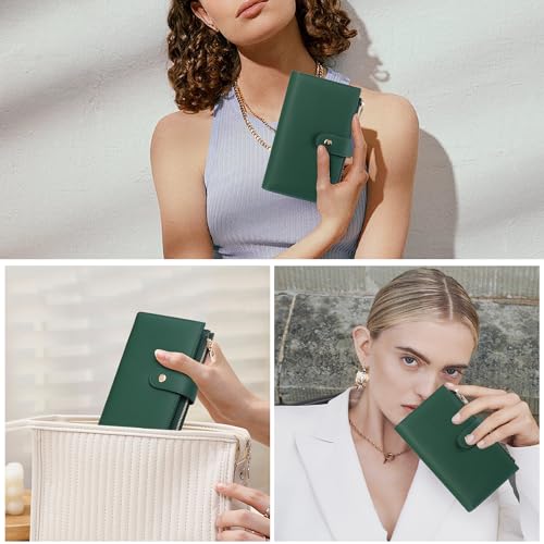 Womens Wallet RFID Blocking Leather Trifold Clutch Wallet Credit Card Holder Ladies Travel Wallet Purse with Passport