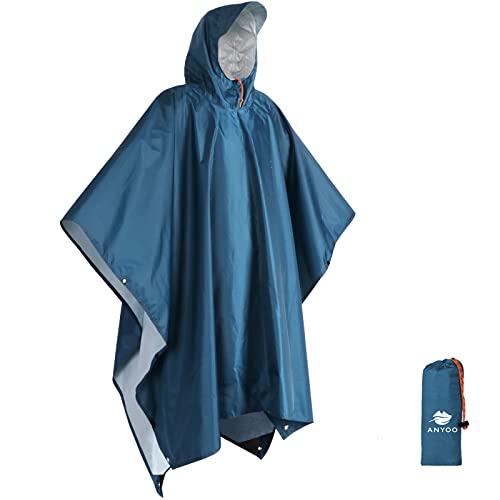 Hooded Rain Poncho for Adult Waterproof Lightweight Raincoat