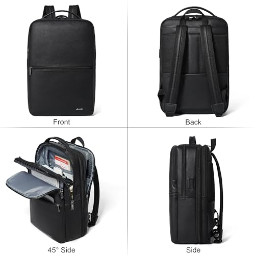 Vegan Leather Laptop Backpack for Women and Men Fits 16 Inch Laptop