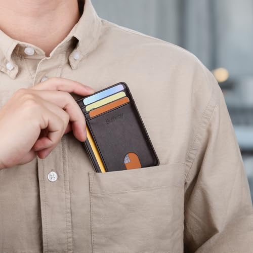 Slim Minimalist Front Pocket RFID Blocking Leather Wallets for Men and Women