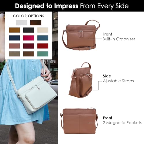 Genuine Leather Crossbody Bags for Women with Wallet Organizer