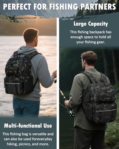 50L Fishing Backpack with Tackle Boxes