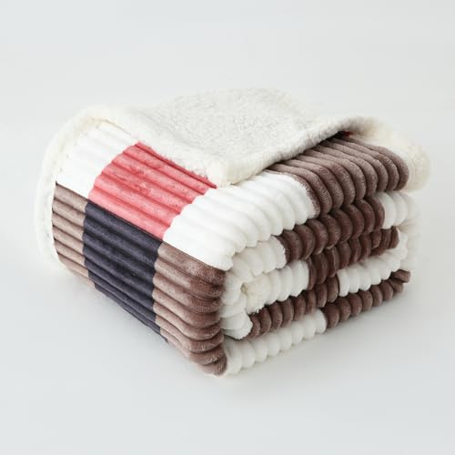 Sherpa Blanket Twin Plaid Thick Bed Blanket