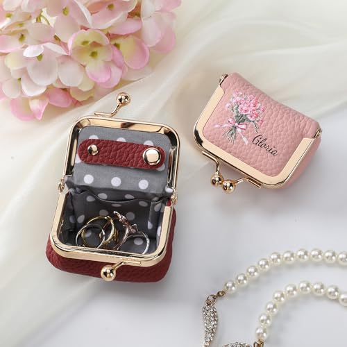 Custom Name & Birth Month Flower Mini Leather Jewelry Box