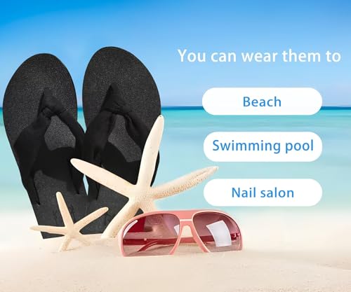 Flip Flops for Women Arch Support Summer Beach Sandals Black Size 12