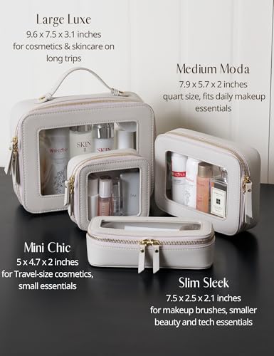 Clear Makeup Case Toiletry Bag Travel Medium Clear Cosmetic Bag with Zipper (2 Count)