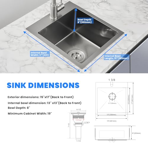 Kitchen Sink 15×17 Inch Drop In Black Small Kitchen Sinks