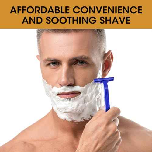 200Pcs Disposable Razors with Lubricating Strip with Clear Safety Cap (200 Count)