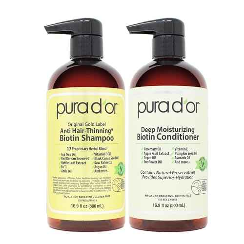 Anti Thinning Biotin Shampoo & Deep Moisturizing Conditioner Original Gold Label Set (33.8 Fl Oz)