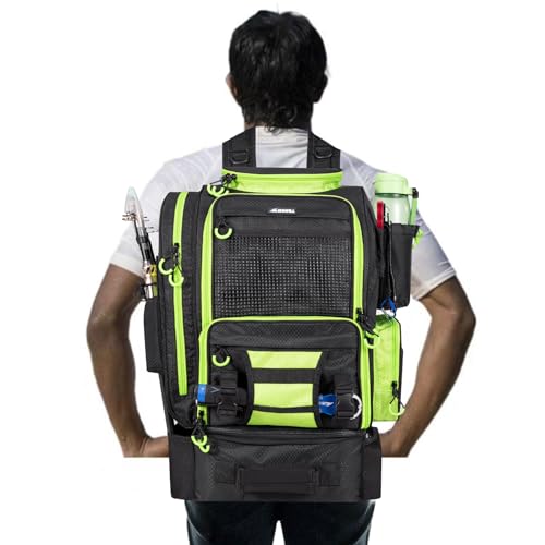 Fishing Backpack with Cooler for 3 Tackle Boxes Fishing Bag with Rod Holder