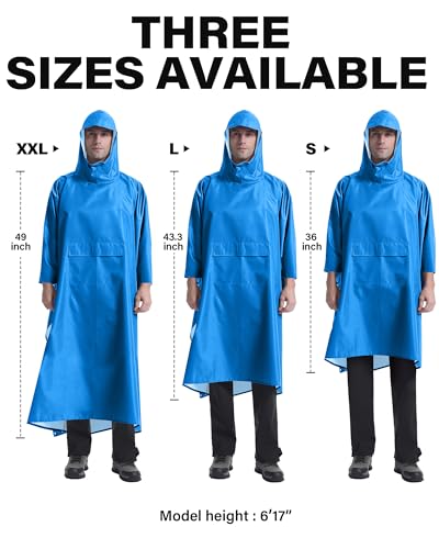 Hooded Rain Poncho Packable Waterproof Unisex Raincoat with Pocket