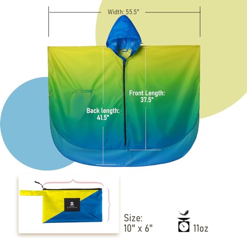 Adults Rain Poncho Waterproof Raincoat Women Gradient Hood with Pocket
