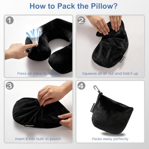 Inflatable Travel Neck & Shoulder Pillow for Airplanes & Long Trips