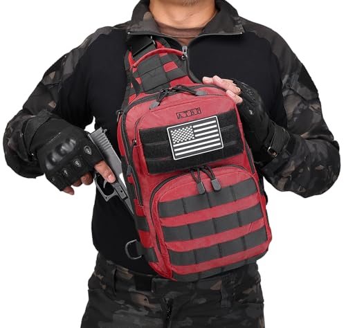 Tactical Sling Backpack With Holster Military Crossbody Bag for Men Single Shoulder Back Pack 10L