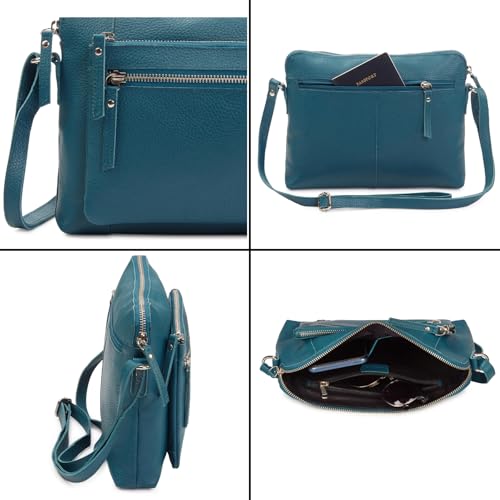 Leather Crossbody Bags for Women Small Soft Genuine Pebbled Sling Shoulder Handbag Crossover Purse with Full Adjustable Strap