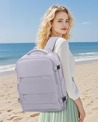 Large Travel Backpack Carry On for Women Man Gym Backpack with Laptop Compartment Mochila de Viaje Teacher Personal Item Backpacks Rucksack Airplane Accessories Must Haves Purple