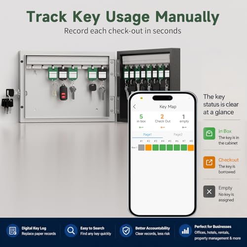 16 Key Lock Box Smart Key Organier Cabinet with Keypad & App for Office