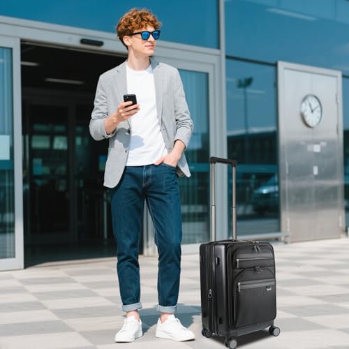 Hardside Expandable Carry On Luggage 22x14x9 Airline Approved With Front Business Pockets
