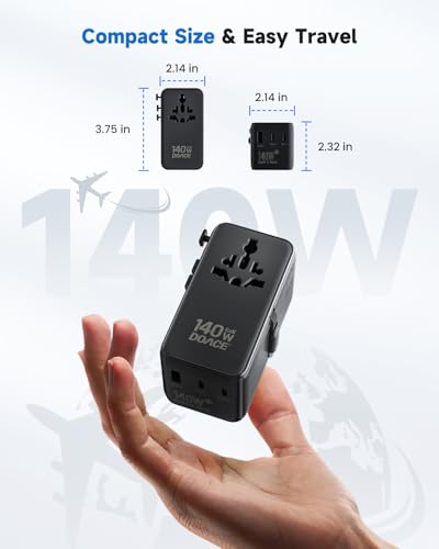 140W GaN Universal Travel Adapter with USB