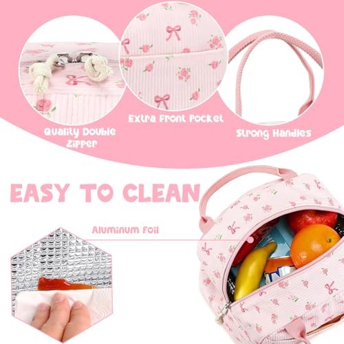 Lunch Bag for Women Men Cute Corduroy Lunch Tote Bags Reusable Insulated Lunch Box Large Capacity Reusable Insulated Cooler for Work Picnic or Travel