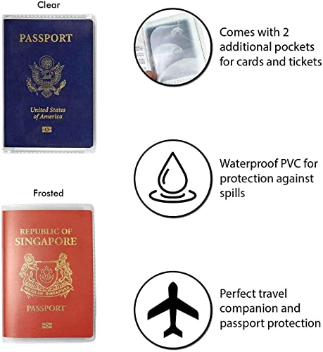 Waterproof Clear PVC Passport Cover Holder Case Protector ID Card (5 Count)