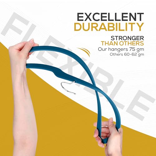 Premium Velvet Hangers 50 Pack Ultra Thin Non Slip Adult Felt Space Saving Slim Suit Hanger for Closet Heavy Duty Coat Pants Jackets Dress Hangers 360° Swivel Hook Hold Upto 10 lbs Blue (50 Count)