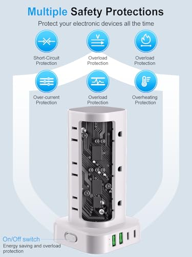 Power Strip Tower with Multiple Outlets