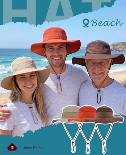 Men's Sun Hat UPF 50+ Wide Brim Bucket Hat Windproof Fishing Hats