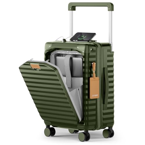 20 Inch Carry on Luggage with Front Pocket and Cup Holder