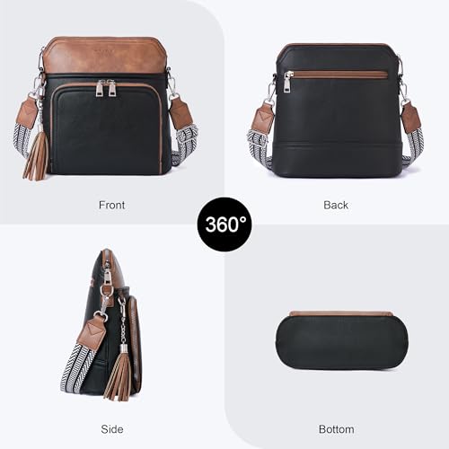 Crossbody Purse for Women Vegan Leather Medium Crossbody Wallet Bag for Travel Women Shoulder Handbags with Tassel