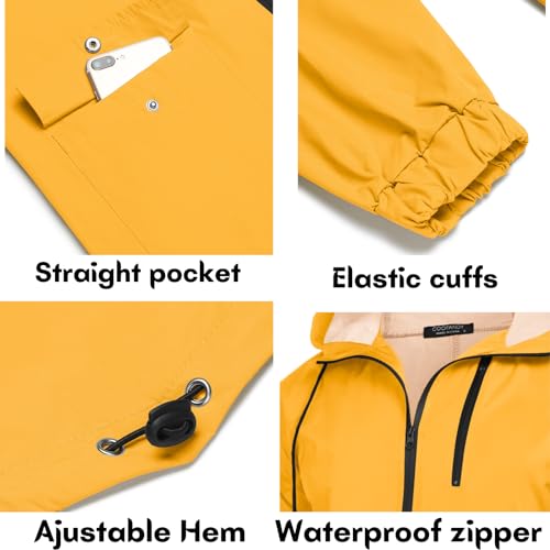 Men's Packable Rain Jacket Long Raincoat With Hood Mens Raincoat With Pockets