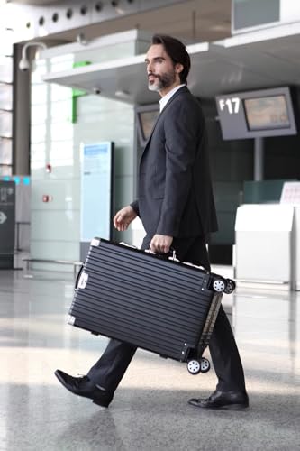 28 Inch All Aluminum Checked in Luggage with Leather Handle