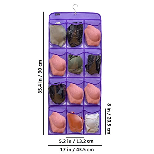 Dual Sided Hanging Shoe Organizer for Closet with Rotating Hanger Hanging Shoe Rack Holder with 24 Large Pockets