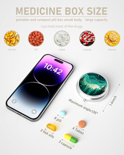 Pill Box 3 Compartment Portable Travel Medicine Box with Mirror